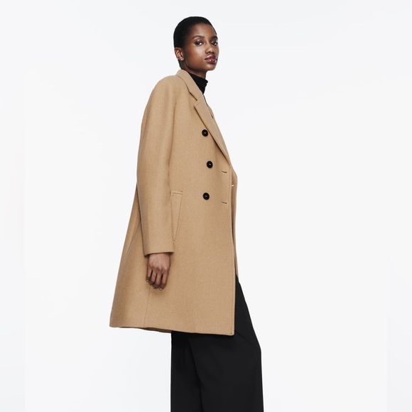 DOUBLE BREASTED WOOL BLEND COAT
S | TAUPE BROWN - Picture 3 of 4